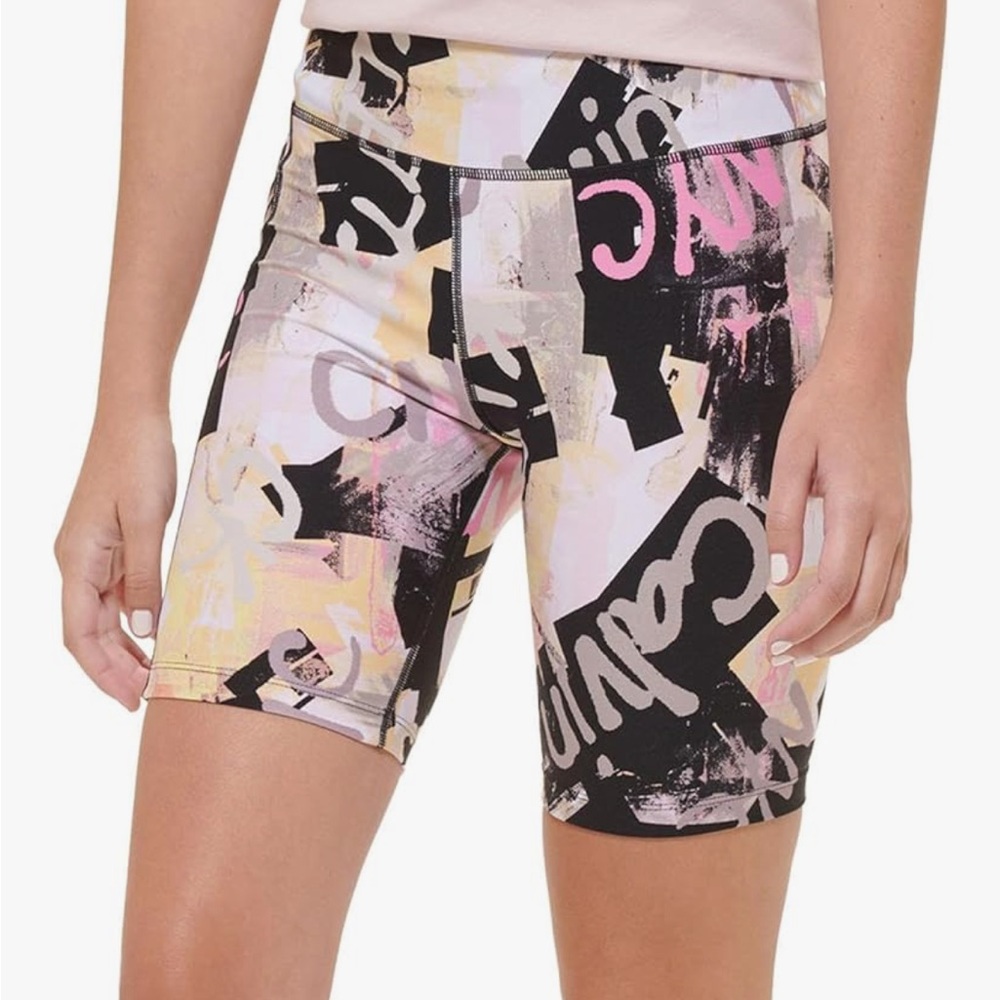 Calvin Klein Black and Pink Bike Shorts with Abstract Print - Picture 9 of 9
